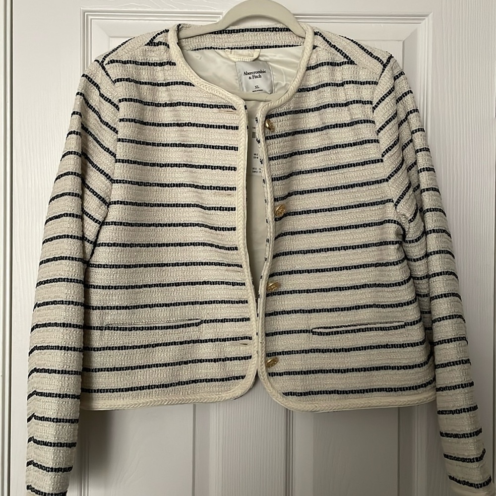 A&F Collarless Tweed Coat